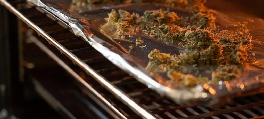 Cannabis Tea : Staying Highdrated 2 Decarboxylation of cannabis in an oven.