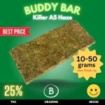 Introducing the Buddy Bar - a game-changer in the cannabis world. Unlike traditional brick weed, the Buddy Bar is meticulously crafted from pure, top-quality buds of the renowned Killer A5 Haze strain.