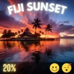 Fiji Sunset, a cannabis strain that captures the essence of a tranquil evening by the beach.