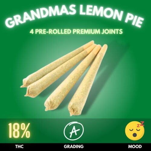 The THC content in Grandmas Lemon Pie typically ranges around 15-20%, providing a strong yet balanced high.