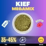 Kief made from the following exotic strains: Silky delight, Candy Pavé, Pave Runtz, Platinum Kush, Deluxe Sugar Cane, Plantainz Runtz