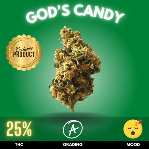 God's Candy is a unique cannabis strain renowned for its exceptional flavor profile and potent effects. Typically, this strain features a high THC content, often ranging around 25%
