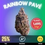 Rainbow Pavé is an exceptional cannabis strain, boasting a high THC content of 25%