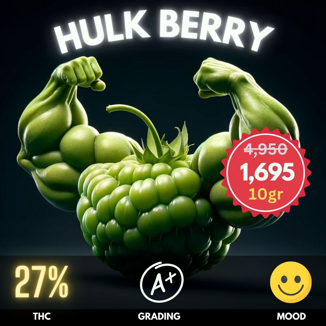 Hulk Berry is an exotic Sativa-dominant hybrid strain that packs a powerful punch with its high THC content