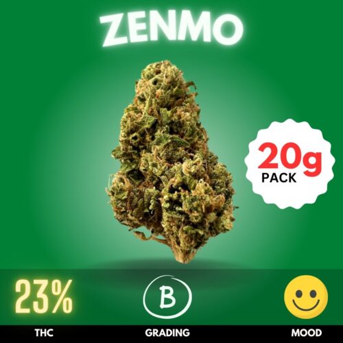 Zenmo is an Indica-dominant hybrid strain that offers a deeply relaxing experience with a touch of uplifting cerebral effects