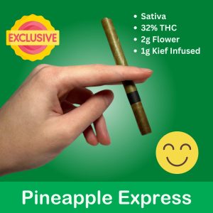 Pineapple Express, a Sativa-dominant strain renowned for its energetic and uplifting effects