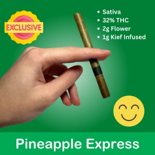 Pineapple Express, a Sativa-dominant strain renowned for its energetic and uplifting effects