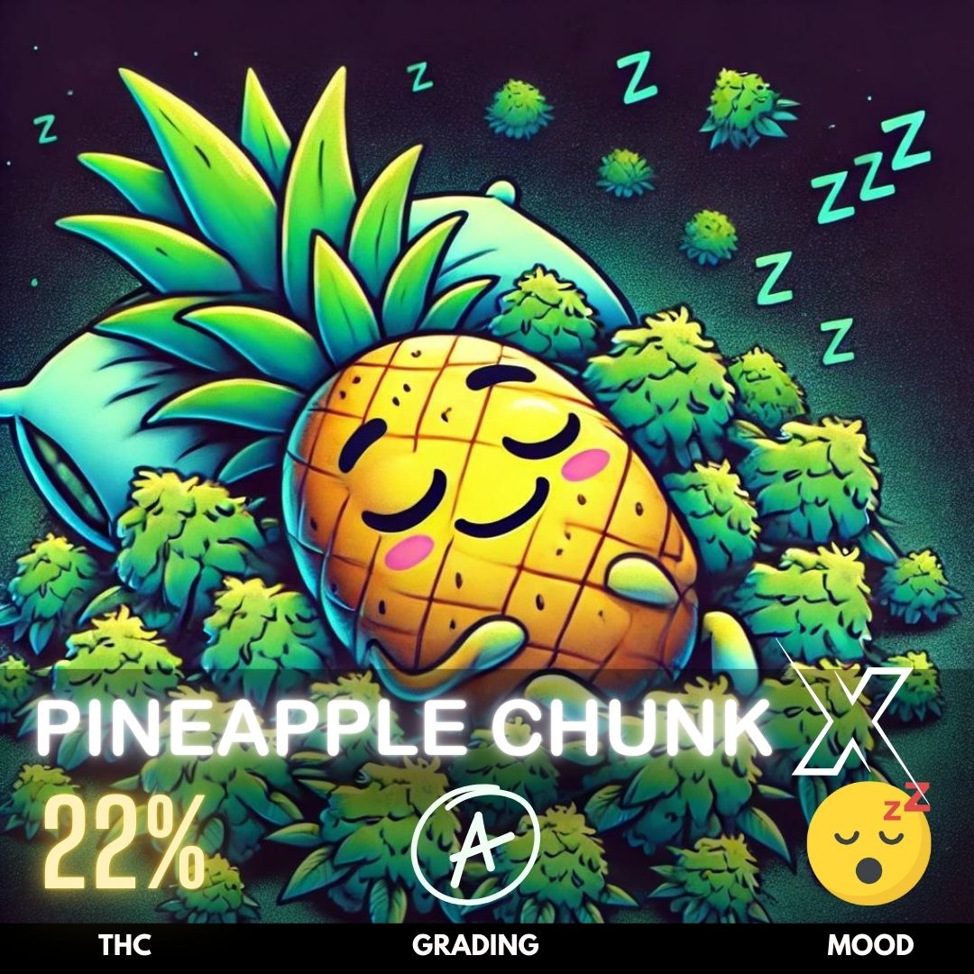 Pineapple Chunk X is a dynamic hybrid created from the flavorful Pineapple Chunk and the vibrant Mimosa strains