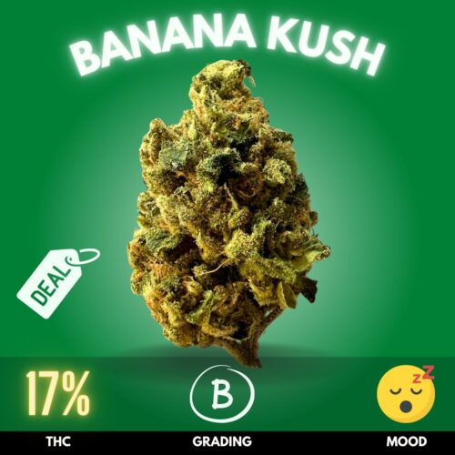 Banana Kush is a delightful hybrid strain with a THC level of 17%,