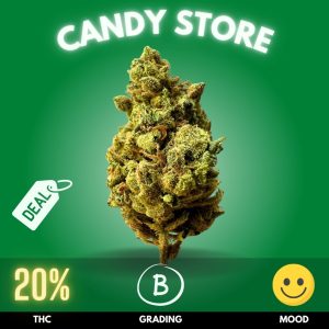 Candy Store is a vibrant and flavorful cannabis strain with a balanced THC level of 20%