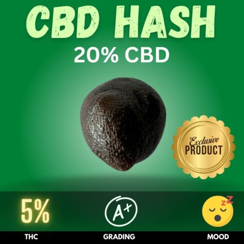 CBD Hash featuring 4-5% THC and an impressive 20% CBD