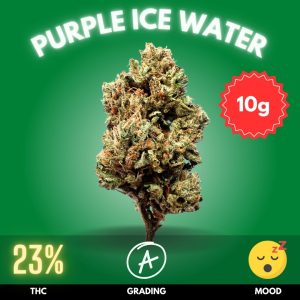 Purple Ice Water cannabis strain is a rare hybrid recognized for its vibrant purple hues, calming effects, and complex flavor profile. It is an Indica-dominant cultivar