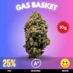 Gas Basket is a standout indica-dominant hybrid cannabis strain, crafted by Exotic Genetix by crossing Gary Payton with Baker’s Dozen. This robust cultivar leans 70% Indica and 30% Sativa, delivering a potent yet approachable THC content of 25%
