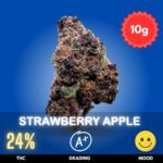 Strawberry Apple is a tantalizing hybrid strain that leans slightly Sativa-dominant, offering a well-balanced blend of cerebral stimulation and physical relaxation. With a THC content of 24%