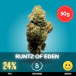 Runtz of Eden is a captivating balanced hybrid strain with a potent THC content of 24%