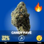 Candy Pavé is an exotic indica‑dominant hybrid cannabis strain celebrated for its sweet, dessert‑like aroma and potent effects. With THC levels often ranging over 30%