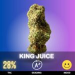 King Juice is a tantalizing hybrid strain, revered for its 28% THC potency and flavorful profile