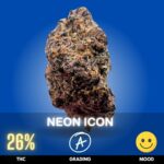 Neon Icon is a vibrant Sativa-dominant hybrid celebrated for its energetic effects, striking appearance, and flavorful terpene profile
