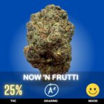 Now 'N Frutti is a Sativa-dominant hybrid created by crossing Now N Later × Di Frutti